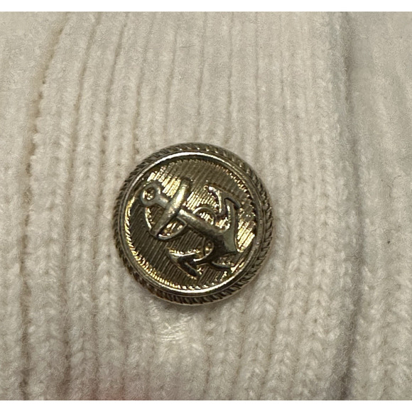Zara Women L Cardigan Sweater 100% Wool Cropped Knit V-Neck Gold Buttons Ivory - Picture 4 of 12
